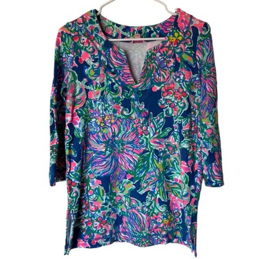 Lilly Pulitzer Justina Top Indigo Exotic size Extra Small XS